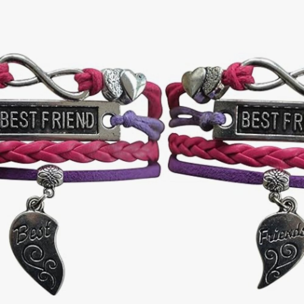 Best Friend Bracelet Set, Best Friends Jewelry - 2 BFF Bracelets - Pink/Purple